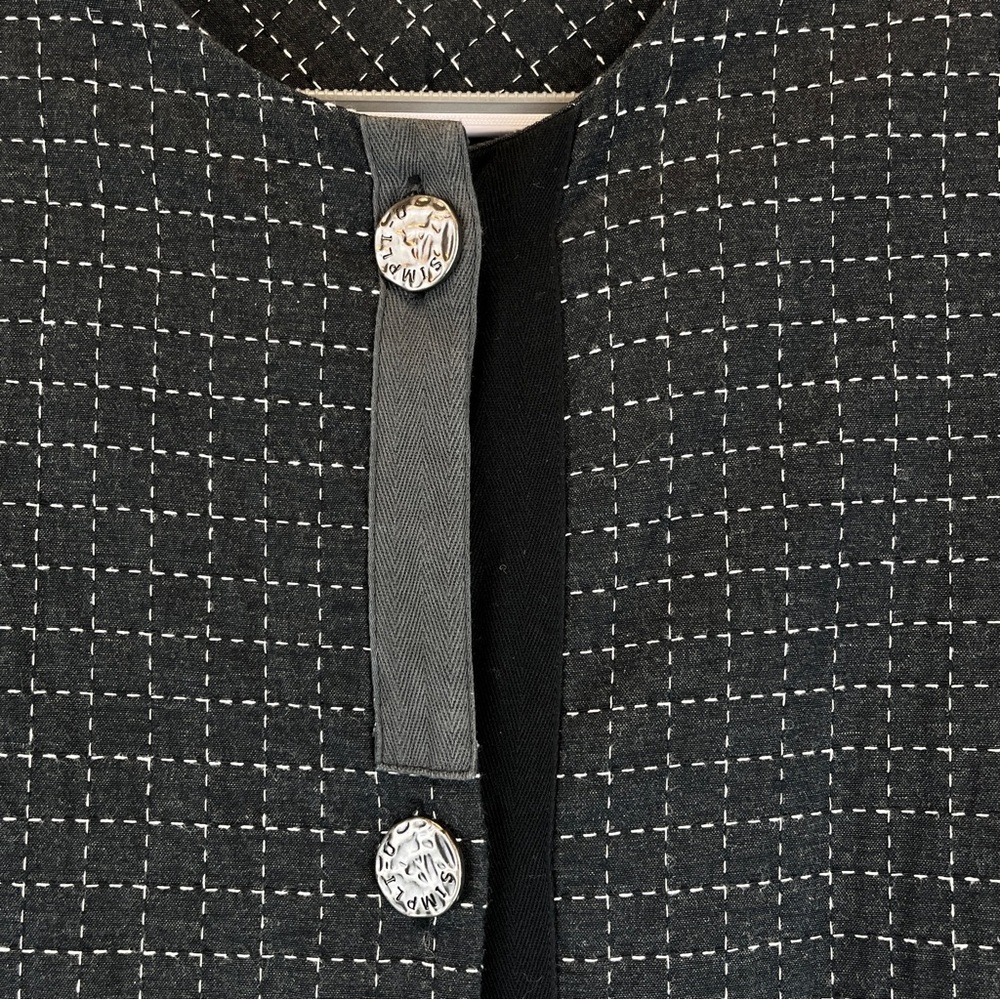 TERRA by SJ Apparel Art-To-Wear Cotton Overcoat Topper Stitched Grid Pattern - Picture 4 of 12